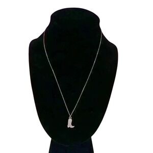 gold and pink cowboy boot necklace